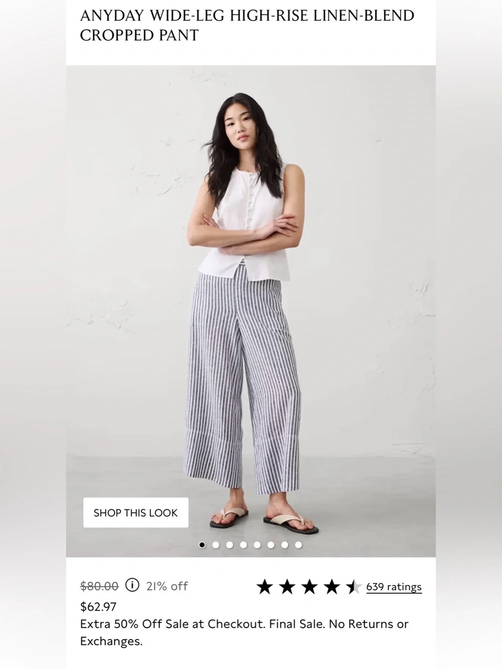 ANYDAY WIDE-LEG HIGH-RISE LINEN-BLEND CROPPED PANT